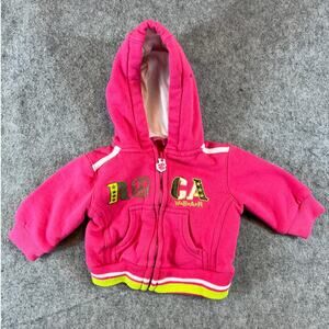Rocawear Hoodie Baby Girls 0/3M Pink Full Zip Sweatshirt Fleece Cozy Outdoor
